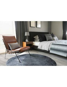 Tappeto moderno Linen Dark Blue Round - Collezione Hand Made - Carpet Decor - 200x200 cm - Fatto a mano in India - 90% viscosa 1 2