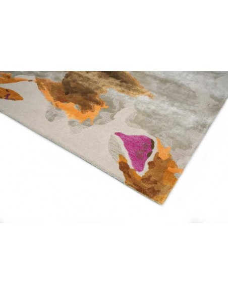 Tappeto moderno Orchidea Summer, collezione Hand Made, 70% viscosa 30% lana, fatto a mano, India.