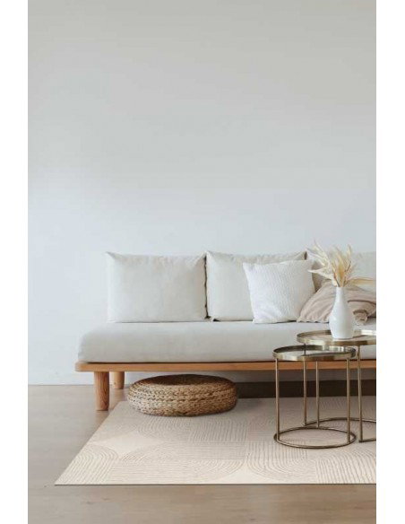 Tappeto moderno Ornate Beige 100% lana fatto a mano 160x230 200x300 cm Carpet Decor Hand Made Collection India