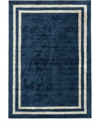 Tappeto moderno Piazza Blue, collezione Hand Made, 100% viscosa, fatto a mano in India.