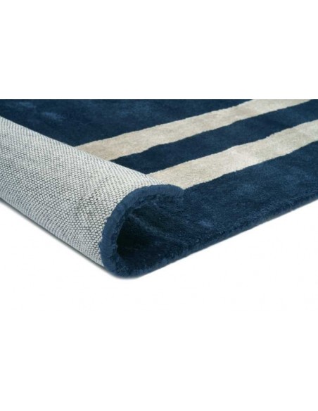 Tappeto moderno Piazza Blue, collezione Hand Made, 100% viscosa, fatto a mano in India.