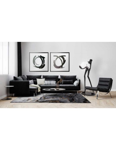 Tappeto moderno Querry Grey, collezione Hand Made, 100% viscosa, fatto a mano, India.