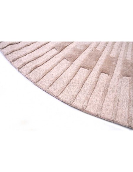 Tappeto moderno beige rotondo fatto a mano, 60% viscosa 40% lana, 200x200, 250x250 cm, spessore 1,1 cm, collezione Hand Made, br
