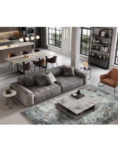 Tappeto moderno Sintra Teal Peach, collezione Hand Made, 100% viscosa, fatto a mano in India. 2