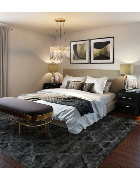 Tappeto moderno Tanger Dark Grey - Collezione Hand Made - Carpet Decor - 100% viscosa - Fatto a mano - India - 160x230, 200x300 