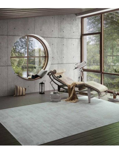 Tappeto moderno grigio chiaro Tere, collezione Hand Made, 100% viscosa, fatto a mano in India.