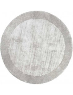 Tappeto moderno grigio chiaro rotondo Tere, collezione Hand Made, 100% viscosa, fatto a mano in India.
