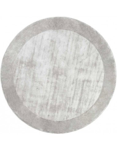 Tappeto moderno grigio chiaro rotondo Tere, collezione Hand Made, 100% viscosa, fatto a mano in India.