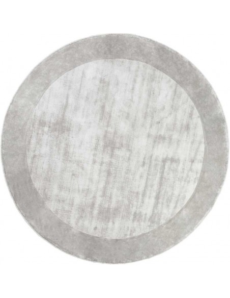 Tappeto moderno grigio chiaro rotondo Tere, collezione Hand Made, 100% viscosa, fatto a mano in India.