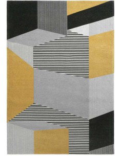 Tappeto moderno lavabile in lavatrice Metropolis Yellow, collezione Magic Home, Carpet Decor - Turchia, 77% poliestere 23% coton