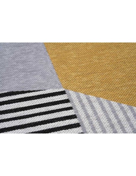 Tappeto moderno lavabile in lavatrice Metropolis Yellow, collezione Magic Home, Carpet Decor - Turchia, 77% poliestere 23% coton