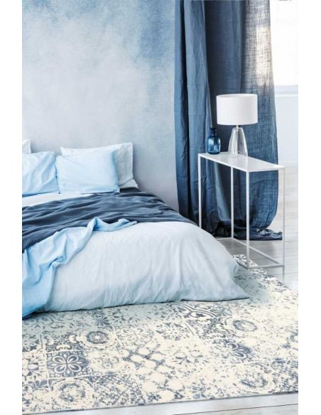Tappeto moderno lavabile in lavatrice Siena Ivory Blue della collezione Magic Home - Carpet Decor