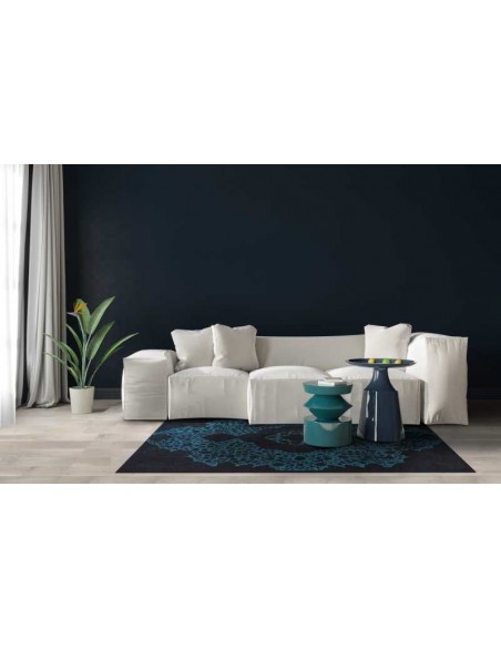 Tappeto moderno Ornament Blue della collezione Magic Home Print di Carpet Decor, provenienza Turchia. Dimensioni disponibili 160