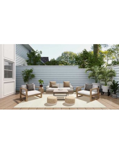 Tappeto moderno Acores White, collezione Outdoor Indoor, resistente alle intemperie, 100% polipropilene, made in Belgio.