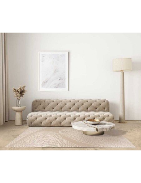 Tappeto moderno lavabile in lavatrice Etna Beige, collezione Unique, Carpet Decor - Turchia, 24% cotone riciclato 4% RPET 72% PE