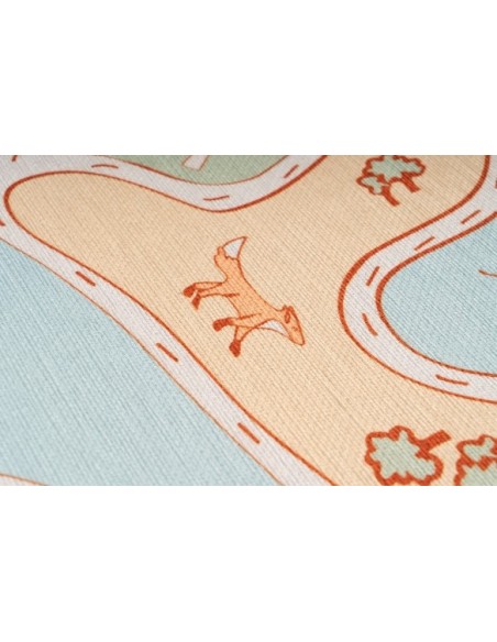 Tappeto moderno per bambini con design giocoso e resistente.