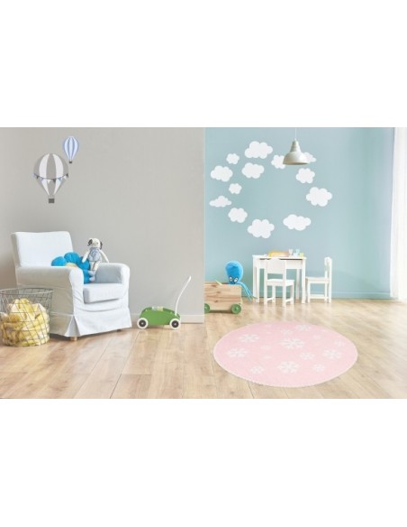 Tappeto moderno per bambini rosa, morbido e resistente.