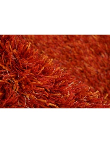 Tappeto moderno arancione, morbido e resistente, per ambiente accogliente.