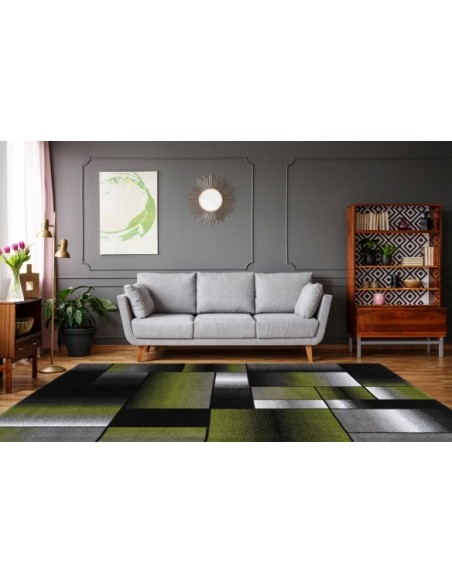 Tappeto moderno "Broadway 300 Verde Grigio" con design audace.