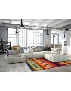 Tappeto moderno con pattern geometrico e colori vibranti. 2