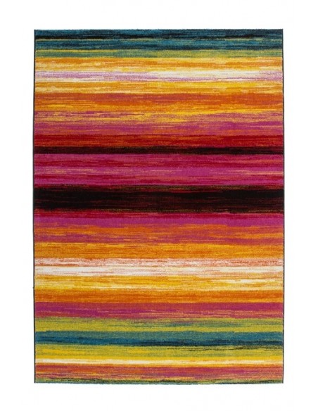 Tappeto moderno con pattern geometrico e colori vibranti.