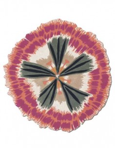 Tappeto Missoni Botanica T03 in salmone, rotondo con diametro di 110 cm, caratterizzato da un vivace motivo floreale
