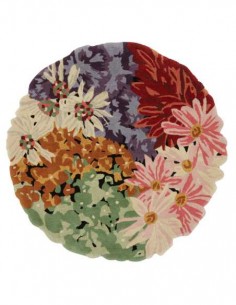 Tappeto rotondo Missoni Luanda T159 Arancio Multicolor con design floreale, dimensioni 120x120 cm.