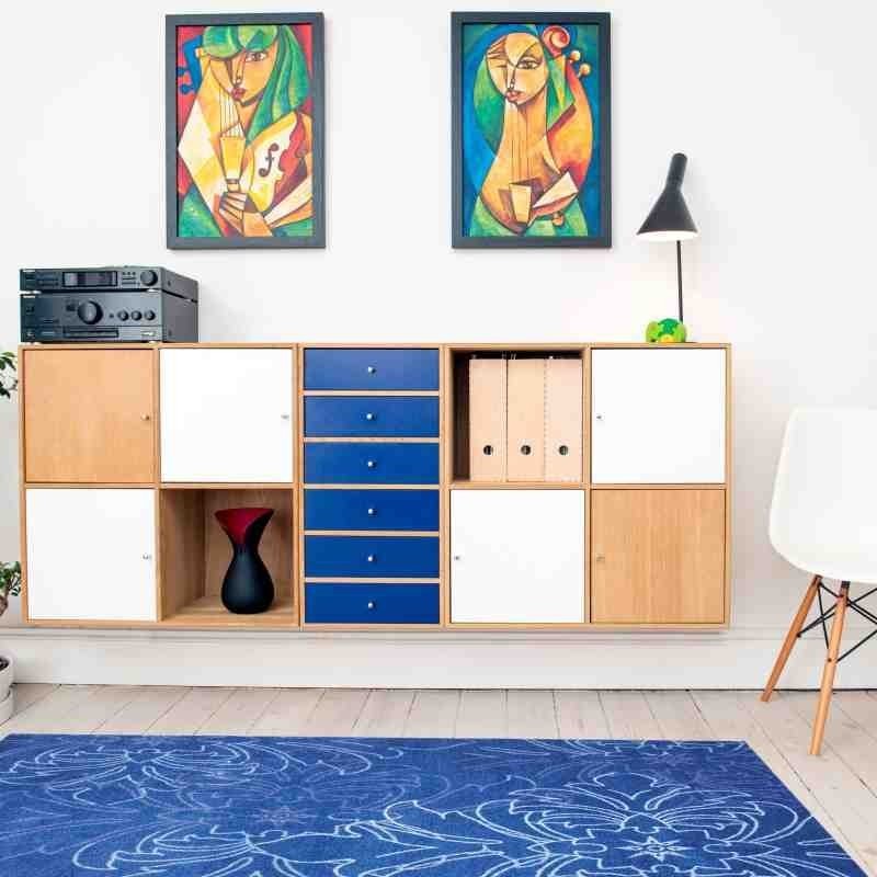 tappeto moderno Wissenbach Exposure blu floreale