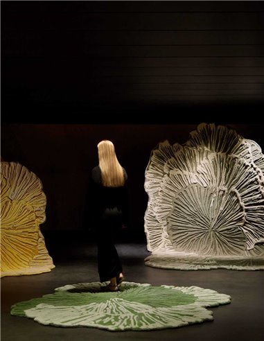 modern rug Botanica Green Big by GAN room shot- new 2025 |TAPPETI.it