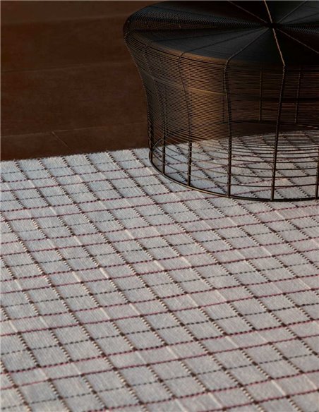 modern rug Reti Outdoor Black Pink by GAN room shot- new 2025 |TAPPETI.it