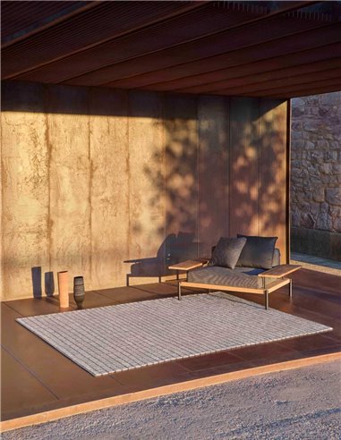 modern rug Reti Outdoor Blue Green by GAN room shot- new 2025 |TAPPETI.it