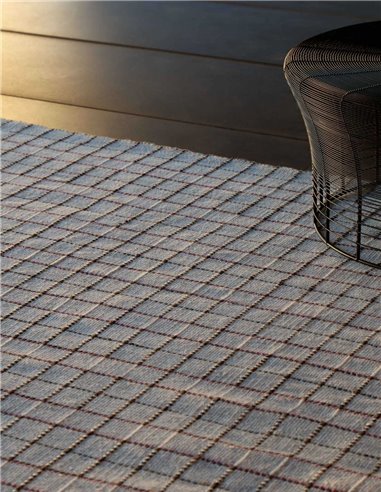 modern rug Reti Outdoor Terracotta Blue by GAN room shot- new 2025 |TAPPETI.it