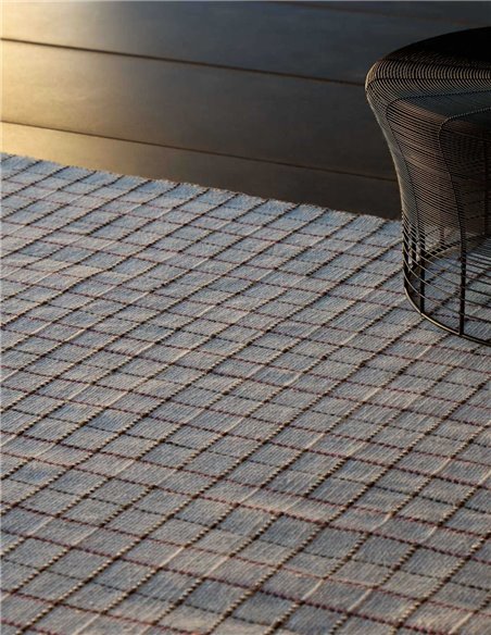 modern rug Reti Outdoor Terracotta Blue by GAN room shot- new 2025 |TAPPETI.it