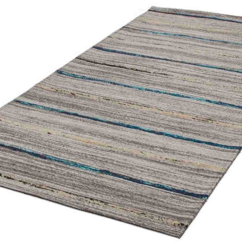 tappeto moderno geometrico duarte 110 nature-blu lana