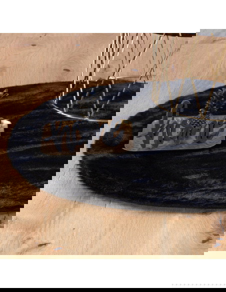 Tappeto moderno nero rotondo Cha Cha 535