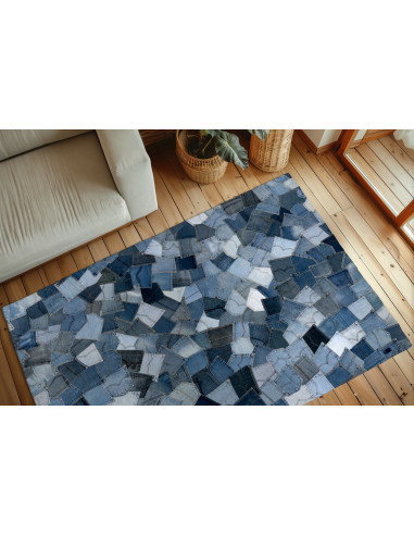 Denim Pocket 465 Blue Rug – Hand-Sewn Recycled Cotton