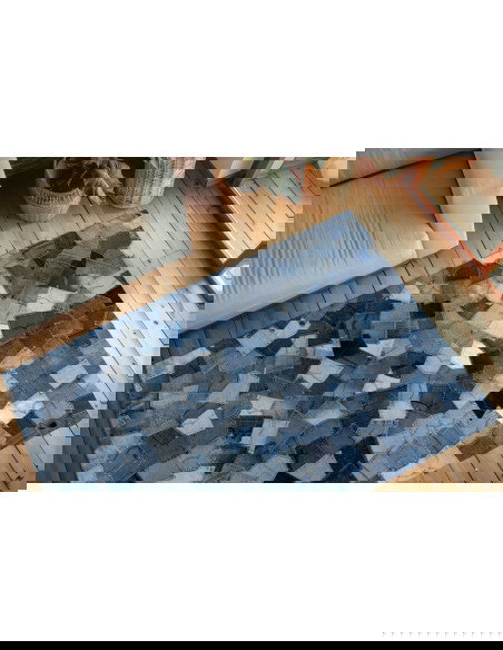 Denim Pocket 465 Blue Rug – Hand-Sewn Recycled Cotton