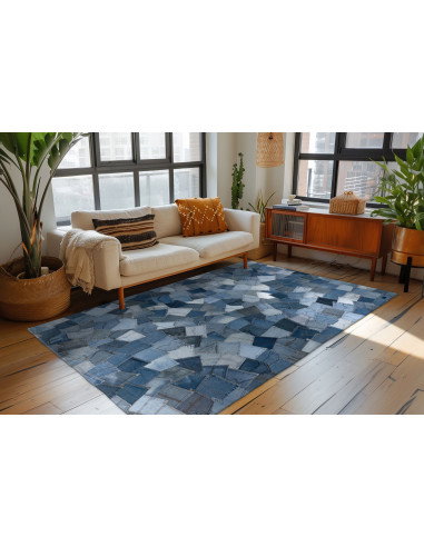 Denim Pocket 465 Blue Rug – Hand-Sewn Recycled Cotton
