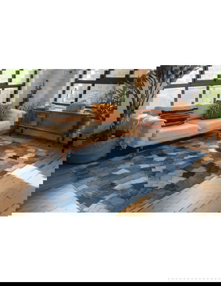 Denim Pocket 465 Blue Rug – Hand-Sewn Recycled Cotton