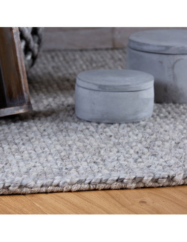 Tappeto salotto moderno grigio in lana e viscosa