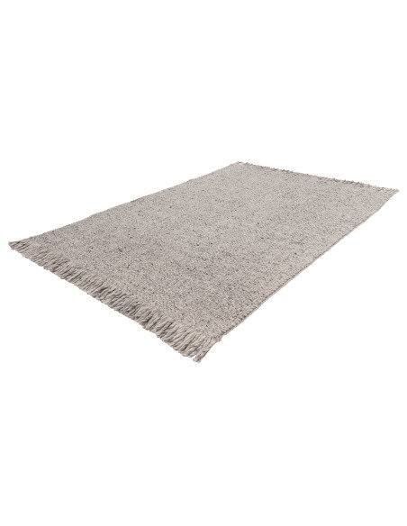 Tappeto salotto moderno grigio in lana e viscosa