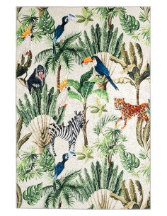 Exotic Floral Synthetic Rug with Jacquard Design