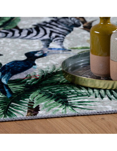 Exotic Floral Synthetic Rug with Jacquard Design