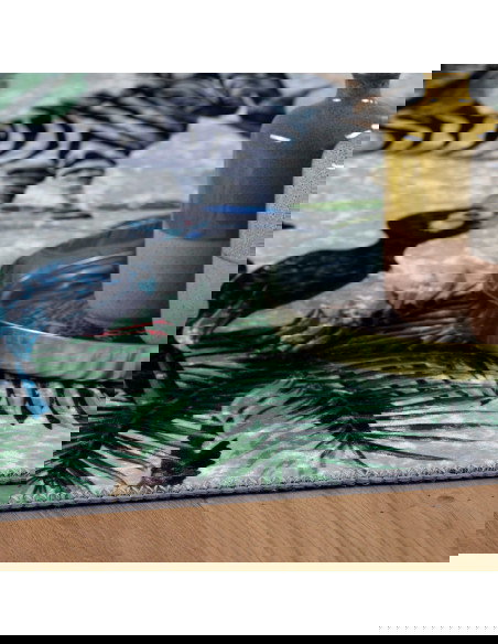 Exotic Floral Synthetic Rug with Jacquard Design