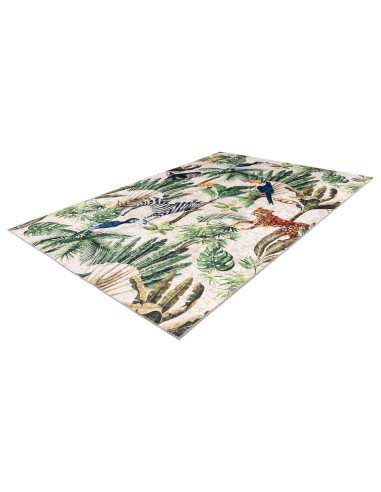 Exotic Floral Synthetic Rug with Jacquard Design