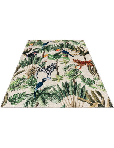 Exotic Floral Synthetic Rug with Jacquard Design