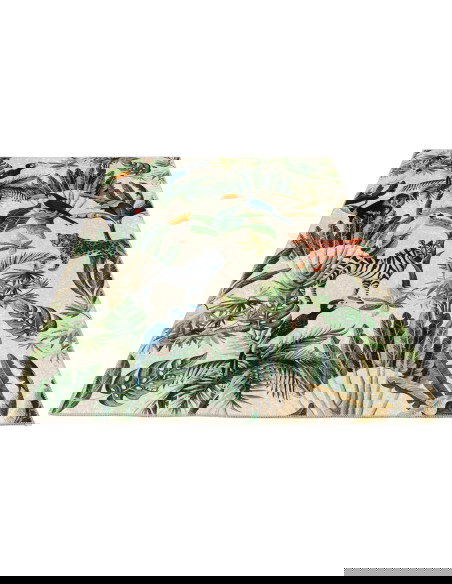 Exotic Floral Synthetic Rug with Jacquard Design