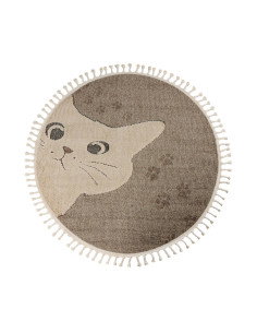 Fano 396 Cats Round Rug – Child-Friendly Soft Neutral Carpet