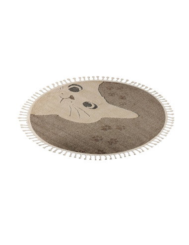 Fano 396 Cats Round Rug – Child-Friendly Soft Neutral Carpet