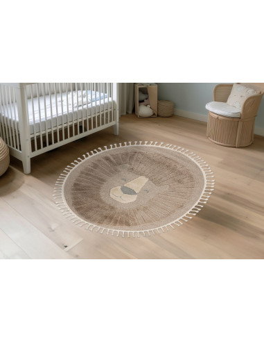 Tappeto moderno rotondo con leone per salotto